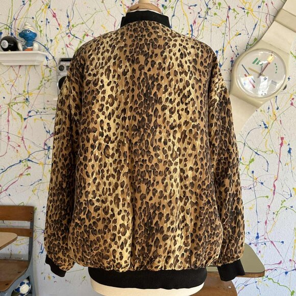Silk Club Leopard Jacket Size Large 100% Silk Washable Fully Lined - Picture 3 of 9